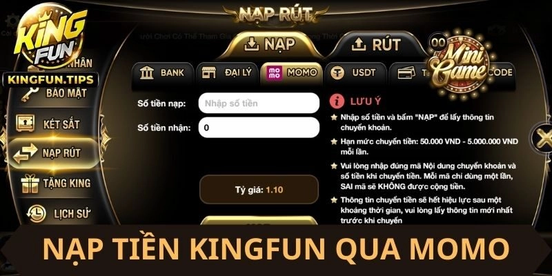 Phương thức nạp tiền Kingfun bằng MOMO rất được ưa chuộng